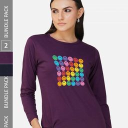 CHOZI Pack Of 2 Typographic Printed Long Sleeves Cotton T-shirt-image-92