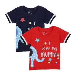 Bodycare Boys Pack of 2 Red & Navy Blue Typography Printed T-shirt-picture-48
