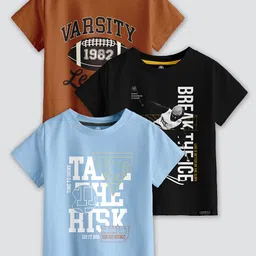 CODEZ Boys Typography 3 Printed Applique T-shirt-image-77
