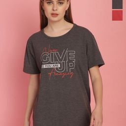 VIMAL JONNEY Women Typography 3 Printed Applique T-shirt-image-38