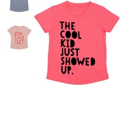 DOOR74 Girls Multicoloured Pack of 3  Typography Printed T-shirts-image-60