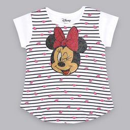 Kids Ville Girls White Mickey & Friends Featured Halfsleeve T-shirt-image-85