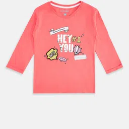 Pantaloons Junior Girls Coral Typography Printed T-shirt-picture-12