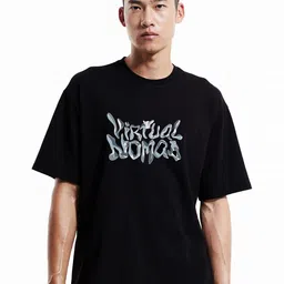 MISCHIEF MONKEY Printed Round Neck Oversized T-shirt-image-63