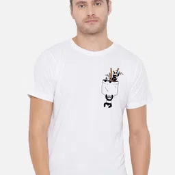 FFLIRTYGO Men White Conversational Printed Applique T-shirt-image-58
