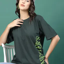 Rigo Printed Round Neck Short Sleeves Pure Cotton T-shirt-image-7