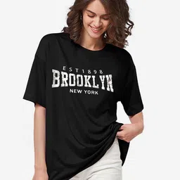 TRENDY RABBIT Women Typography Printed Applique T-shirt-image-29