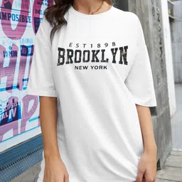 TRENDY RABBIT Women Typography Printed Applique T-shirt-image-88