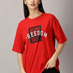 THE HOLLANDER Typography Printed Drop Shoulder Sleeves Cotton Oversized T-shirt-image-25