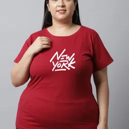 UnaOne Plus Size Typography Printed Cotton T-Shirt-picture-16
