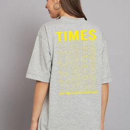 Imsa Moda Typography Printed Round Neck Cotton Oversized T-shirt-image-87