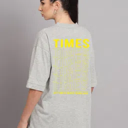 Imsa Moda Typography Printed Oversized Longline Cotton T-shirt-image-78