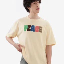 The Souled Store Round Neck Drop Shoulder Sleeves Typography Printed Applique T-shirt-picture-41