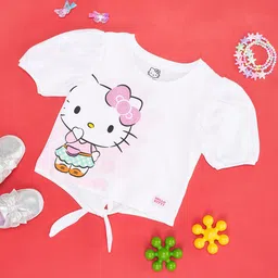 Pantaloons Junior Girls Hello Kitty Printed Pure Cotton T-shirt-30