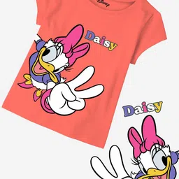 Minicult Girls Daisy Duck Printed Cotton T-shirt-image-53