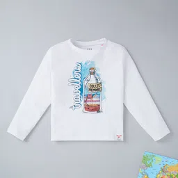 Ed-a-Mamma Boys White Printed Applique T-shirt-image-92