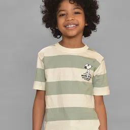 MiArcus Infant Kids Striped Peanuts Snoopy Printed Cotton T-shirt-image-34