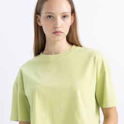 DeFacto Round Neck Pure Cotton Crop T-shirt-image-31