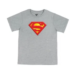 DC by Wear Your Mind Boys Grey Superman Printed Applique T-shirt-image-96