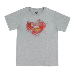 DC by Wear Your Mind Boys Grey Superman Printed Pure Cotton T-shirt-image-71