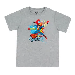 DC by Wear Your Mind Boys Grey Superman Printed Pure Cotton T-shirt-image-88