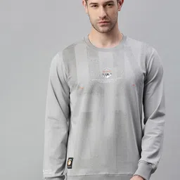 SHOWOFF Men Grey Printed Cotton Sweatshirt-image-89