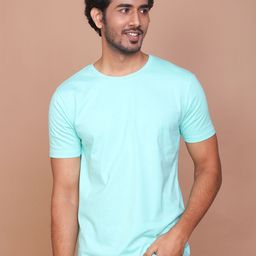 RAVINIK Men Solid Round Neck Cotton T-shirt-image-29