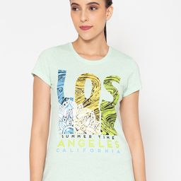 BODYACTIVE Women Green Typography Printed Cotton T-shirt-image-27