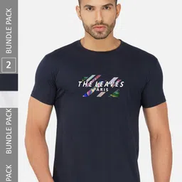 CHOZI Pack Of 2 Typography Printed Round Neck Cotton T-Shirt-image-37