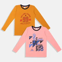BAESD Boys Selection Of 2 Typography Round Neck Full Sleeves Applique Cotton T-shirt-10
