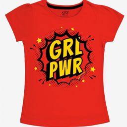 x2o Girls Red & Yellow Typography Printed T-shirt-image-46