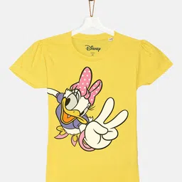 YK Disney Girls Yellow Daisy Duck Printed T-shirt-image-84