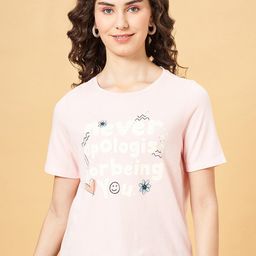 People Pink Typography Printed Cotton Relaxed Fit T-shirt-image-75