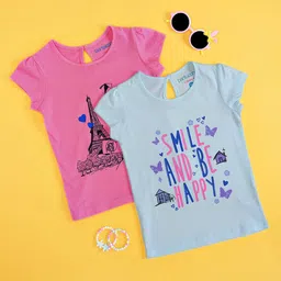 Pantaloons Junior Girls Pack of 2 Printed Cotton T-shirt-picture-18