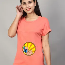 SillyBoom Graphic Printed Short Sleeves Maternity T-shirt-image-79