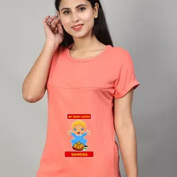 SillyBoom Graphic Printed Short Sleeves Maternity T-shirt-image-32