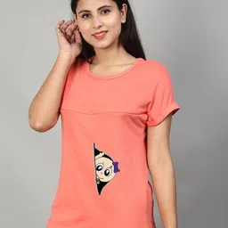 SillyBoom Graphic Printed Short Sleeves Maternity T-shirt-image-6