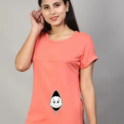 SillyBoom Graphic Printed Short Sleeves Maternity T-shirt-image-74