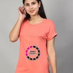 SillyBoom Graphic Printed Short Sleeves Maternity T-shirt-image-30