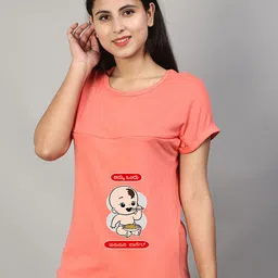 SillyBoom Graphic Printed Short Sleeves Maternity T-shirt-image-64