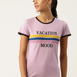Monte Carlo Women Purple & Black Typography Printed T-shirt-picture-10