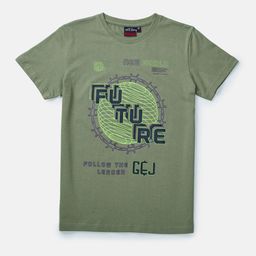 Gini and Jony Boys Olive Green Printed T-shirt-image-31