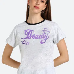 shashvi Women White & Purple Typography Printed T-shirt-picture-14