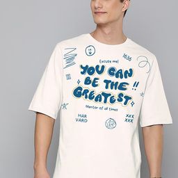 Harvard Typography Round Neck Drop-Shoulder Sleeves Oversized Cotton T-Shirt-picture-9