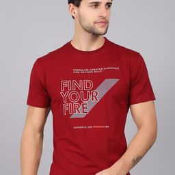 Cantabil Men Maroon Typography Printed T-shirt-picture-7