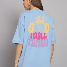 Imsa Moda Women Typography Printed Oversized Cotton T-shirt-image-17