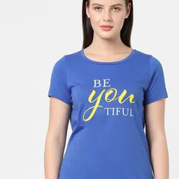 Vero Moda Women Blue Typography Print T-shirt-image-12