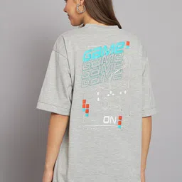 Imsa Moda Typography Printed Drop Shoulder Sleeves Oversized Cotton T-shirt-image-33
