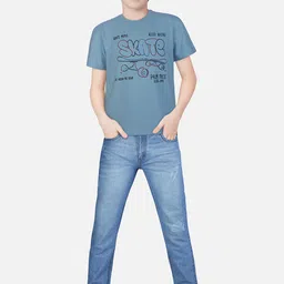 Palm Tree Boys Blue Typography Printed T-shirt-image-93