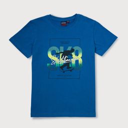 Gini and Jony Boys Blue Printed T-shirt-image-100